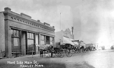 West side, Main Street, Hawley Minnesota, 1908