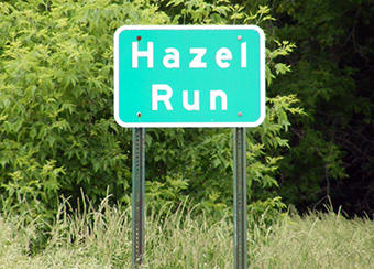 Hazel Run Minnesota road sign