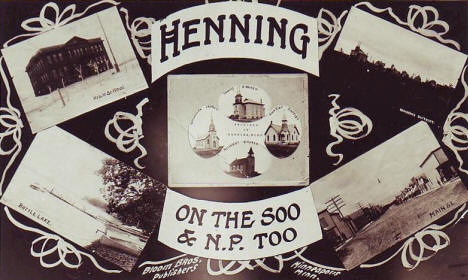 Multi-view postcard, Henning Minnesota, 1910