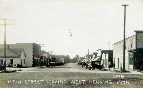 Main Street looking west, Henning Minnesota, 1910's