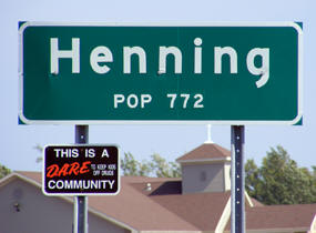 Henning Minnesota Population Sign