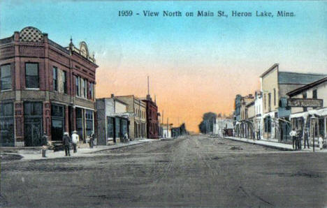 View north on Main Street, Heron Lake Minnesota, 1911