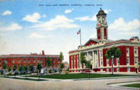 City Hall and General Hospital, Hibbing Minnesota, 1930's
