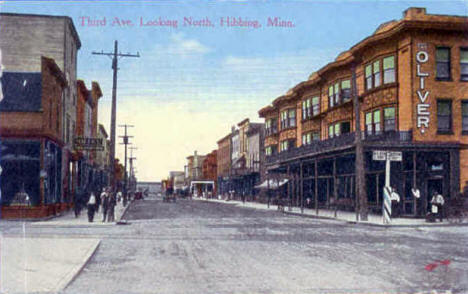 Third Avenue looking north, Hibbing Minnesota, 1910's