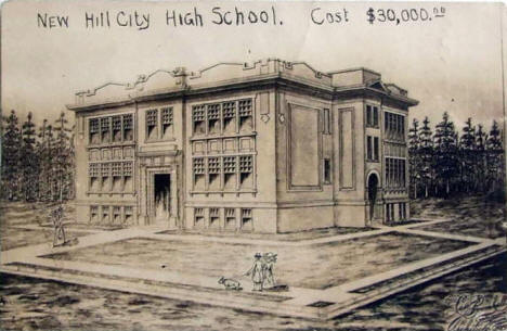 Architect's Drawing of New High School, Hill City Minnesota, 1911