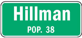 Hillman Minnesota population sign