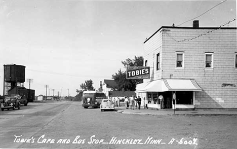 Tobie's Cafe and Bus Stop, Hinckley Minnesota, 1950