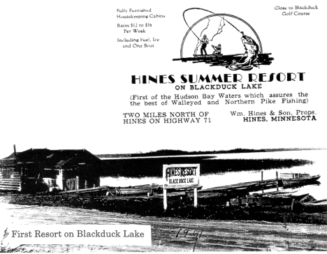 Hines Resort on Blackduck Lakes, Hines Minnesota, 1941