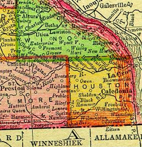 1895 Map of Houston County Minnesota