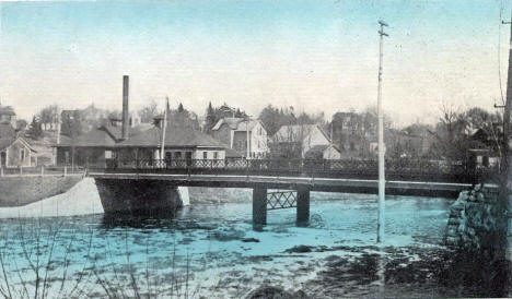 Bridge over the Crow River and the Powerhouse, Hutchinson Minnesota, 1910's