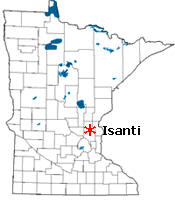 Location of Isanti Minnesota