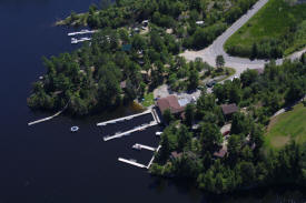Aerial view of the Island View Lodge near International Falls Minnesota