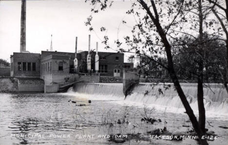 Municipal Power Plant and Dam, Jackson Minnesota, 1940's?