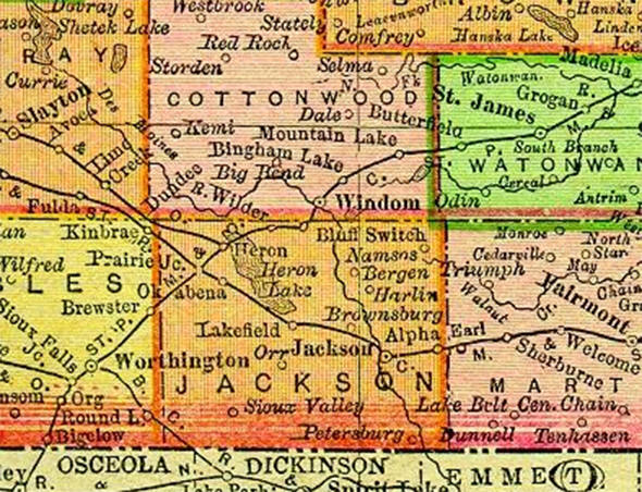 1895 Map of Jackson County Minnesota