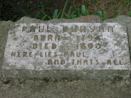 Paul Bunyan's grave marker in Kelliher Minnesota