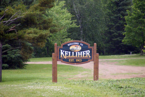 Welcome sign, Kelliher Minnesota, 2009