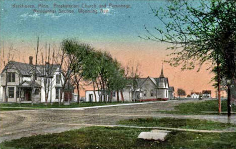 Presbyterian Church and Parsonage on Wyoming Avenue, Kerkhoven Minnesota, 1911