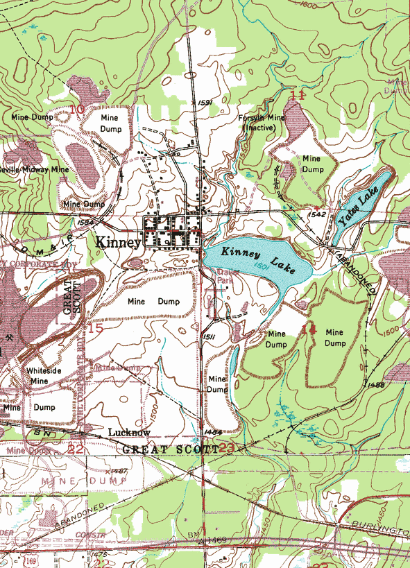 Topographic map of the Kinney Minnesota area