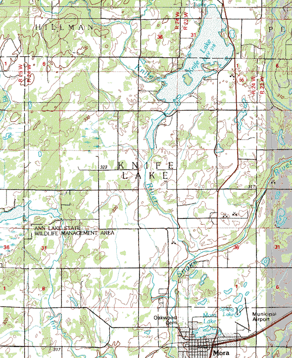 Topographic map of the Knife Lake Minnesota area