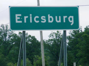 Ericsburg Minnesota highway sign