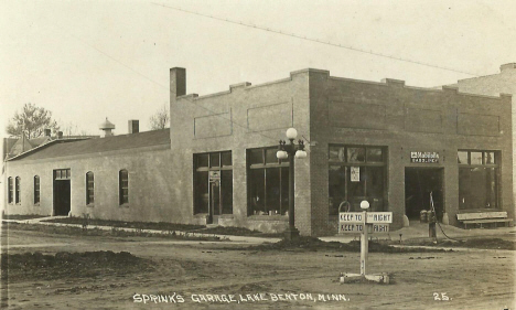 Sprink's Garage, Lake Benton Minnesota, 1920's