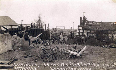 Tile Factory and Ice House Fire, Lamberton Minnesota, 1912