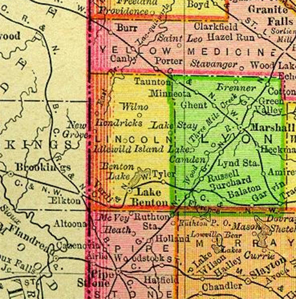 1895 Map of Lincoln County Minnesota