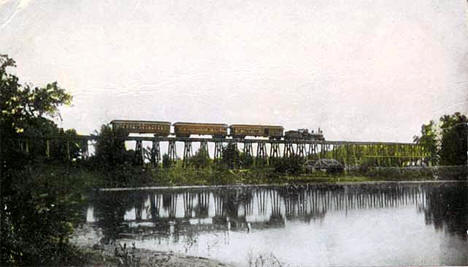 Northern Pacific Railroad bridge near Lindstrom Minnesota, 1907
