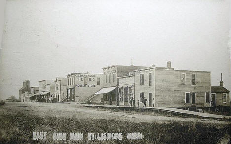East side Main Street, Lismore Minnesota, 1908
