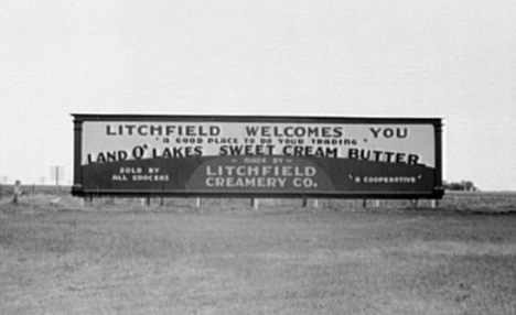 Litchfield Minnesota Welcome Sign, 1939