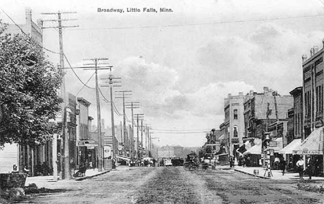 Broadway Street, Little Falls Minnesota, 1910