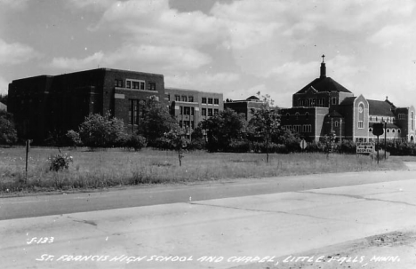 St. Francis High School and Chapel, Little Falls Minnesota, 1940's?