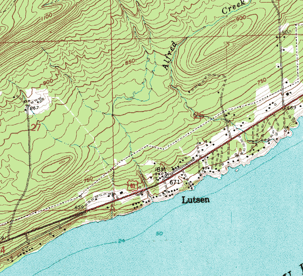 Topographic map of the Lutsen Minnesota area