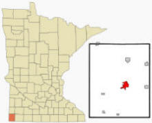 Location of Luverne, Minnesota