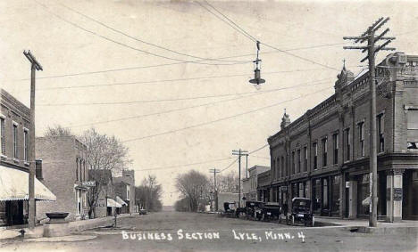 Business Section, Lyle Minnesota, 1910's