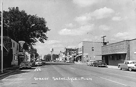 Street scene, Lyle Minnesota, 1958