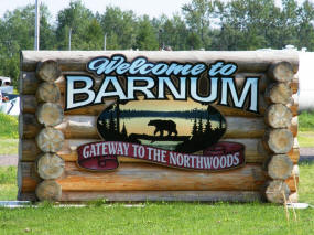 Barnum Minnesota Welcome Sign