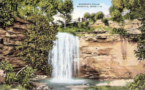 Minneopa Falls, Mankato Minnesota, 1940's