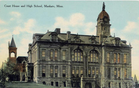 Court House and High School,  Mankato Minnesota, 1910's?