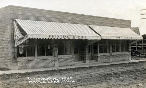 Post Office and Printing Office, Maple Lake Minnesota, 1915