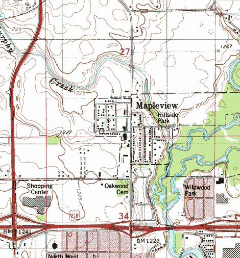 Topographic map of the Mapleview Minnesota area