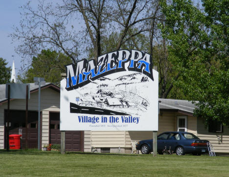 Welcome sign, Mazeppa Minnesota, 2010