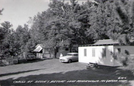 Cabins at Bessie's Resort, Lake Minnewawa, McGregor Minnesota, 1950's