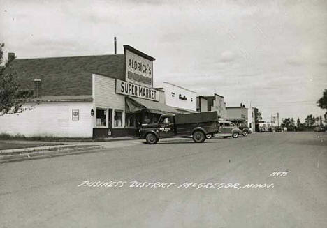 Business district, McGregor Minnesota, 1956