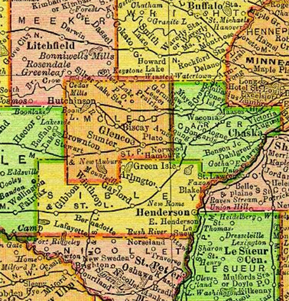 1895 Map of McLeod County Minnesota