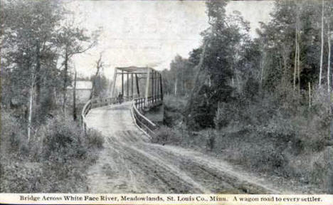 Bridge across White Face River, Meadowlands Minnesota, 1909