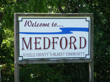 Welcome sign, Medford Minnesota, 2010
