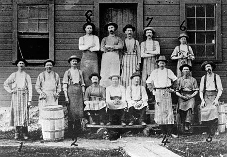Melrose Cooper Shop and employees, Melrose Minnesota, 1885