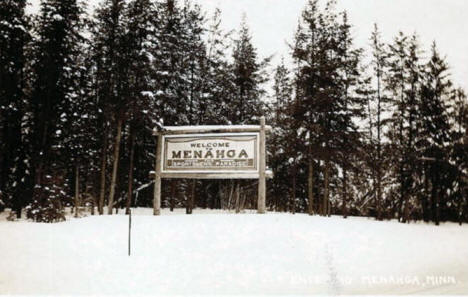 Welcome sign, Menahga Minnesota, 1939