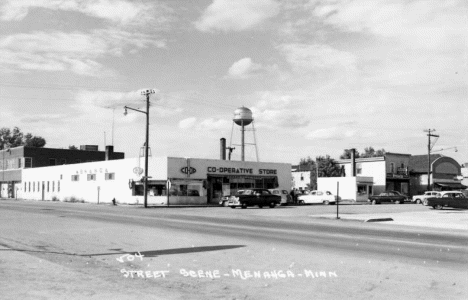 Street scene, Menahga Minnesota, 1950's